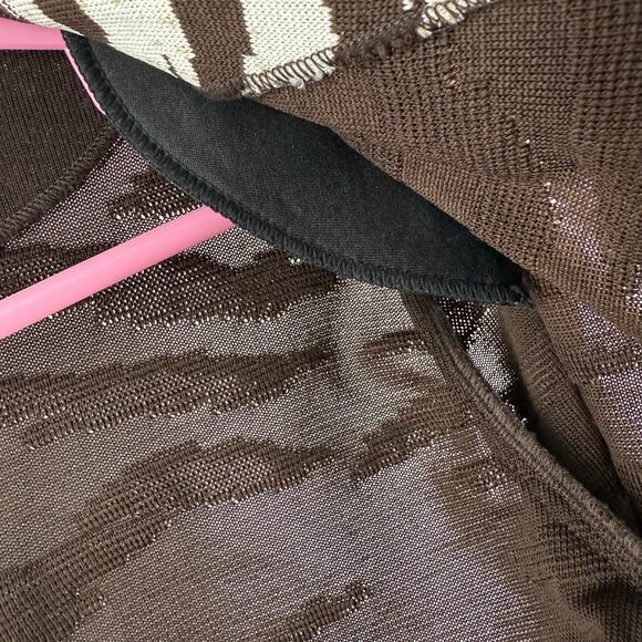 Ming Wang Cardigan Blazer Jacket Size Extra Small Brown Zebra Knit Career Office - Picture 6 of 15